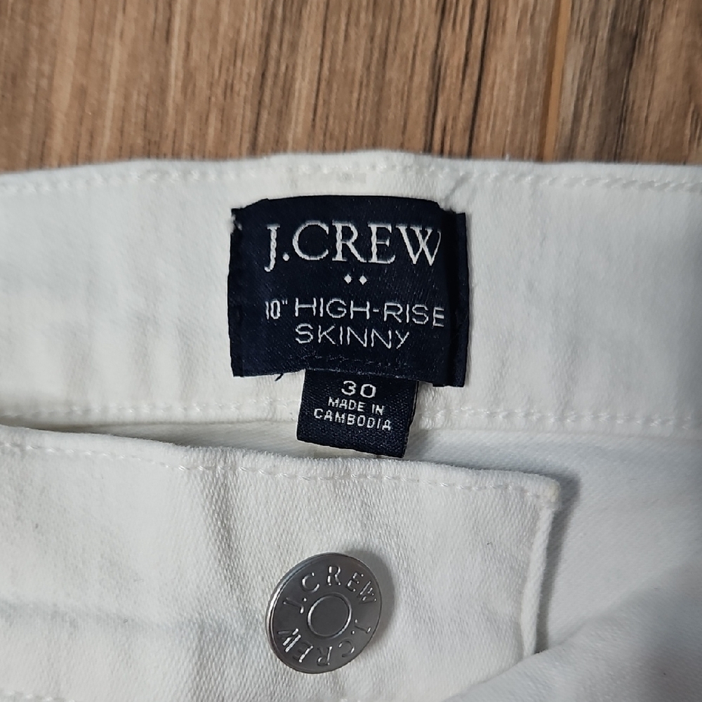 J Crew High Rise Skinny Cream Jeans Size 30 - Picture 2 of 11